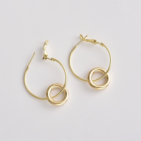 The Secret Pine Jewelry - *IMRIE* Gold Circle Link Fashion Dangle Earrings
